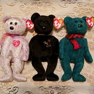 Retired Rare Original Ty Beanie Babies. Set of 3.